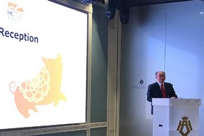 The Secretary for Transport and Housing, Mr Frank Chan Fan, gives a speech on March 13 (Oslo time) at a seminar-cum-reception jointly organised by the Hong Kong Maritime and Port  Board, the Hong Kong Trade Development Council, the Hong Kong Economic and Trade Office, London, and the Norway-Hong Kong Chamber of Commerce in Oslo, Norway.