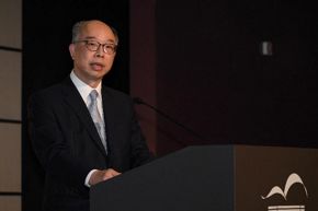 The Chairman of the Hong Kong Maritime and Port  Board and Secretary for Transport and Housing, Mr Frank Chan Fan, today (November 18) speaks at the Capital Link Hong Kong Maritime Forum of the Hong Kong Maritime Week 2019.